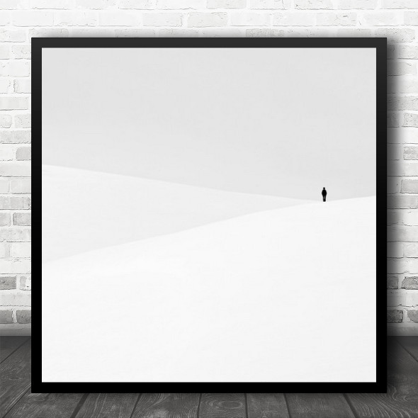 Graphic Person Silhouette Contrast Abstract White Empty Alone Square Wall Art Print