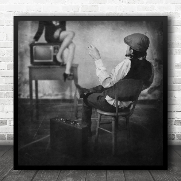 Chair Tv Television Broadcast Bag Suitcase Director Woman Man Square Wall Art Print