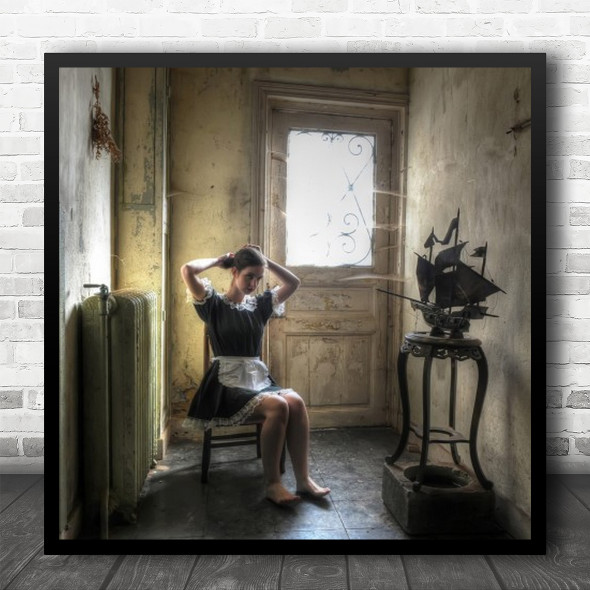 Ship Boat Interior Maid Portrait Woman Female Girl Model Old Square Wall Art Print