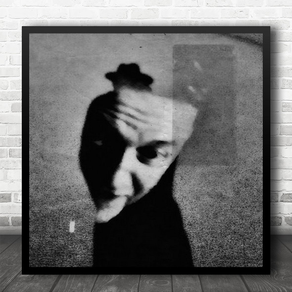 Face Double Exposure Abstract Man Hat Grain Grainy Shadows Square Wall Art Print