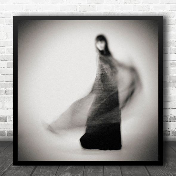 Brisbane Woman Motion Blur Blurry Dress Spin Fabric Toned Square Wall Art Print