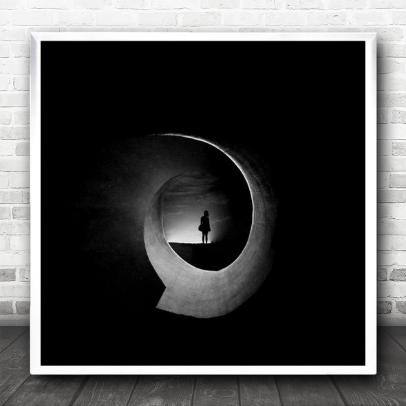 Conceptual Surreal Mood Darkness Void Dark Low-Key Tunnel Square Wall Art Print