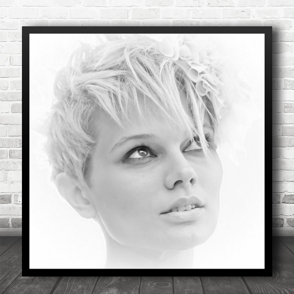 Girl Portrait Woman Face Bright Winter Square Wall Art Print