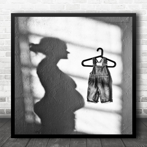 Pregnant Shadow Jeans Square Wall Art Print