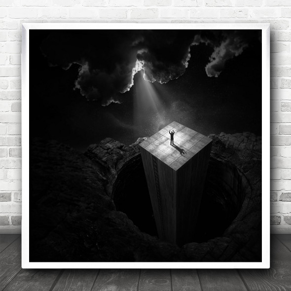 Revelation Spiritual Ascension Figure Tiny Small Alone Heaven Square Wall Art Print