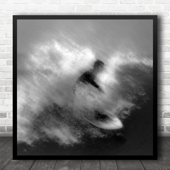 Surfer Surf Surfing Action Extreme Blur Motion Waves Sea Ocean Square Wall Art Print