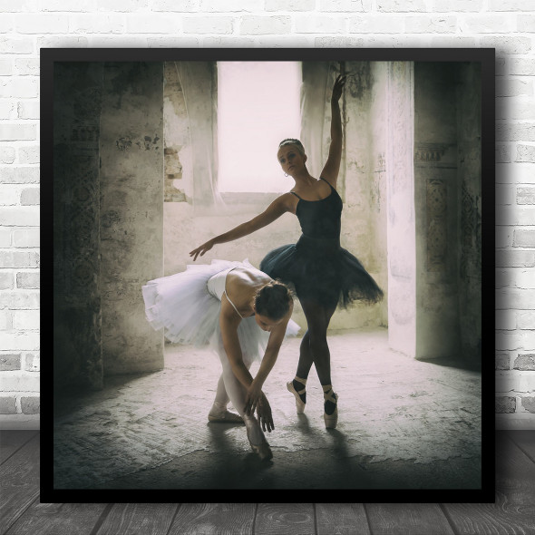 Dance Dancing Dancer Arm Stretch Ballerina Ballet Pose Skirt Square Wall Art Print