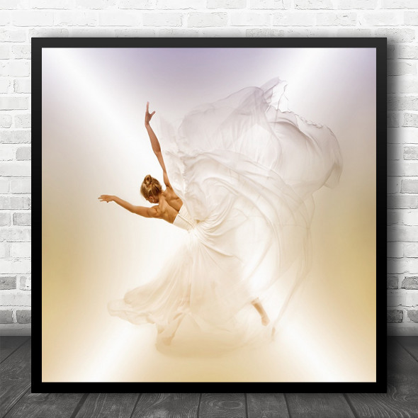 Dress Fashion Angel Flight Fly Flying Woman Square Wall Art Print