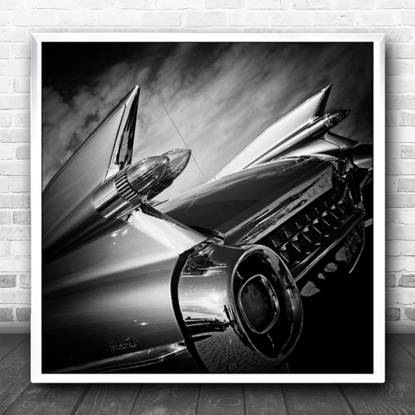 Assen American Still Life Vintage Retro Classic Wings Car Chrome Square Wall Art Print