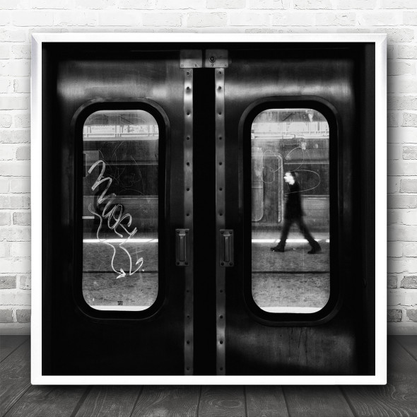 Street Metro Suay Underground Man Walk Walking Window Square Wall Art Print