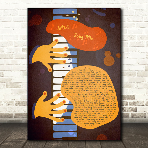 Funky Abstract Piano Any Song Lyric Personalised Music Wall Art Print