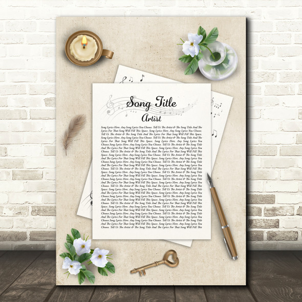 Note Paper & Pen Any Song Lyric Personalised Music Wall Art Print