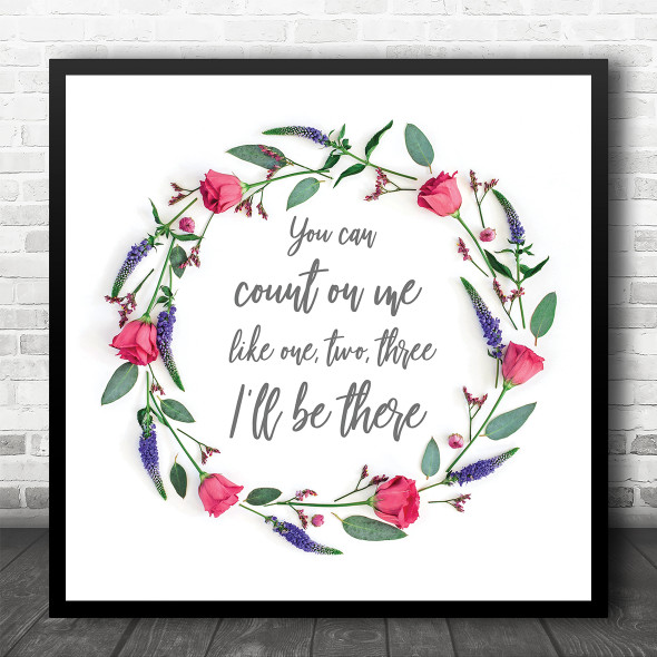 Bruno Mars Count On Me Rose Floral Wreath Square Music Song Lyric Wall Art Print