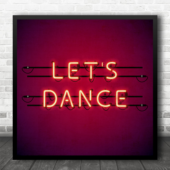 Let's Dance David Bowie Light Words Square Music Song Lyric Wall Art Print