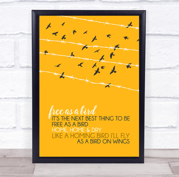 The Beatles Free As A Bird Birds On A Wire Yellow Music Song Lyric Wall Art Print