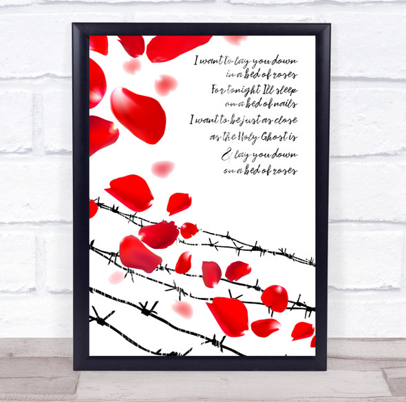 Bon Jovi Bed Of Roses Rose Petals Wire Music Song Lyric Wall Art Print