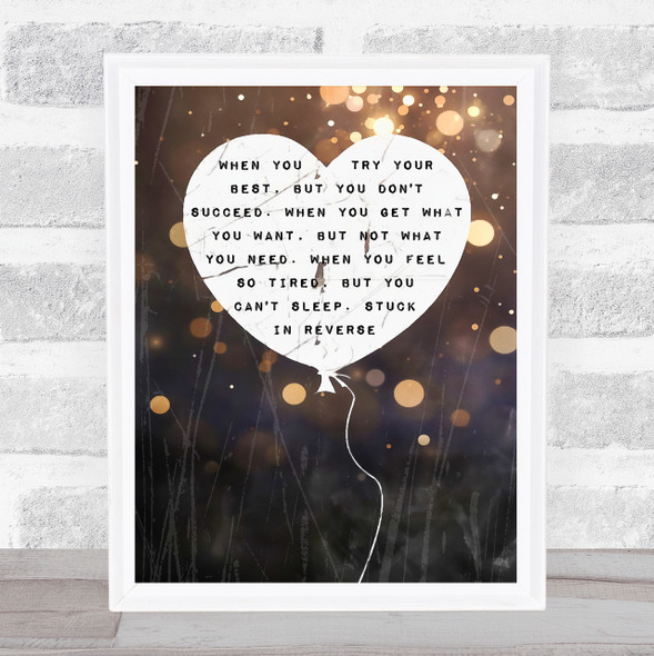 Coldplay Fix You Heart Balloon Music Song Lyric Wall Art Print