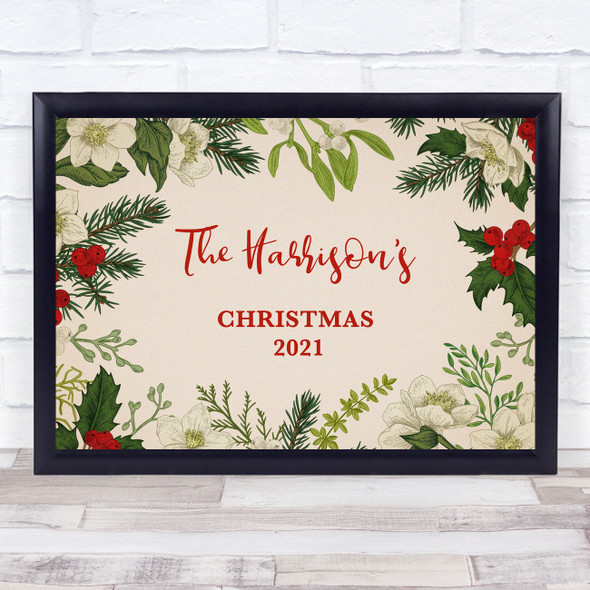 Personalised Family Name Nature   Christmas Event Sign Print