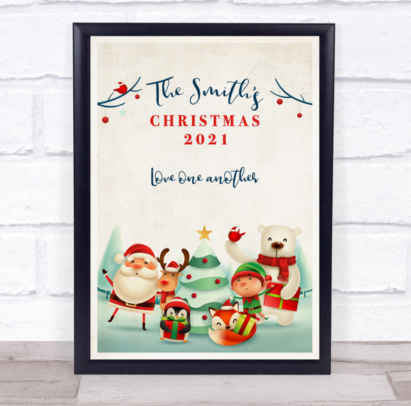 Personalised Family Name Christmas Cartoon Event Sign Print