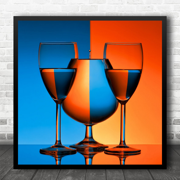 Colors Drop Glass Symmetry Ivrea Water Droplet Still Life Square Wall Art Print