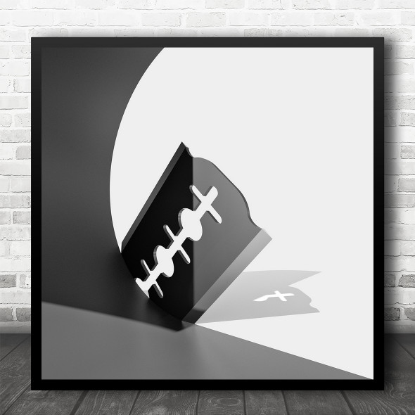 Razor Contrast B&W Sharp Edge Still Life Geometry Curve Paper Square Art Print