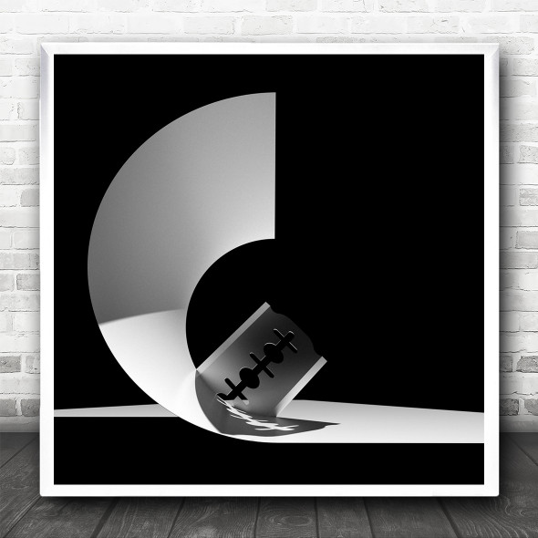 Abstract Shapes Geometry Razor Blade Metal Graphic Square Wall Art Print