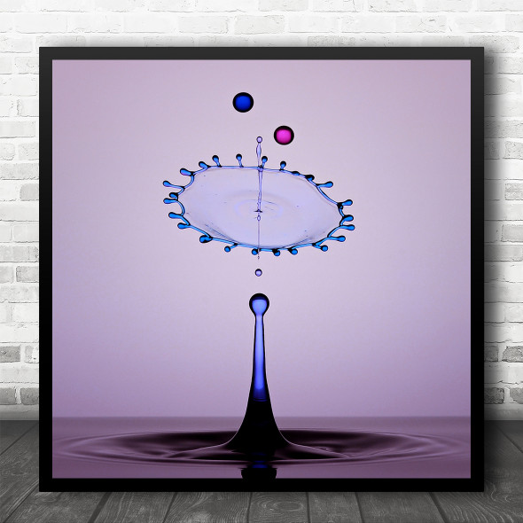 Colourful Droplets Water Splash Macro Still Life Square Wall Art Print