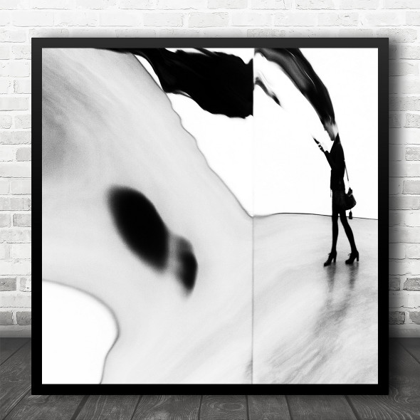 Abstract Blurred Image Woman Walking Distorted Square Wall Art Print