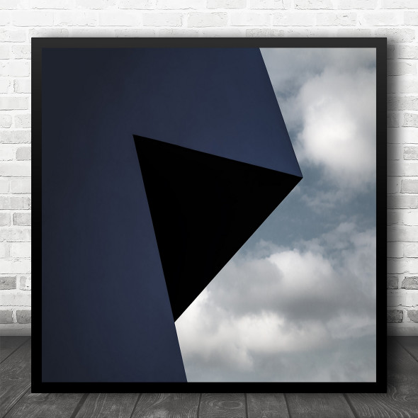 Abstract Building Triangle Looking Up View Blue Sky Clouds Square Wall Art Print