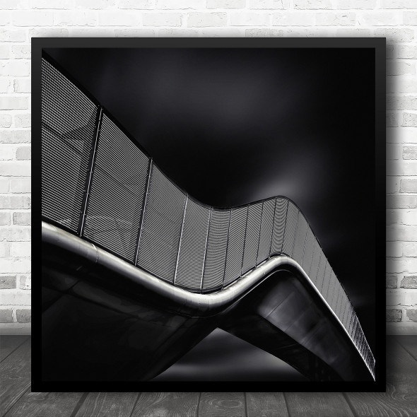 Architecture Bridge Bruges Transport B&W Curves Industrial Square Wall Art Print