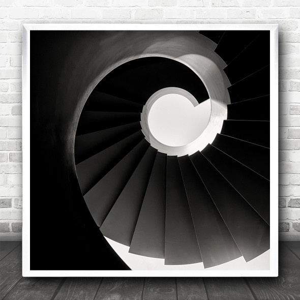 Staircase Spiral Stairs Winding Nautilus Swirl Twirl Steps Square Wall Art Print
