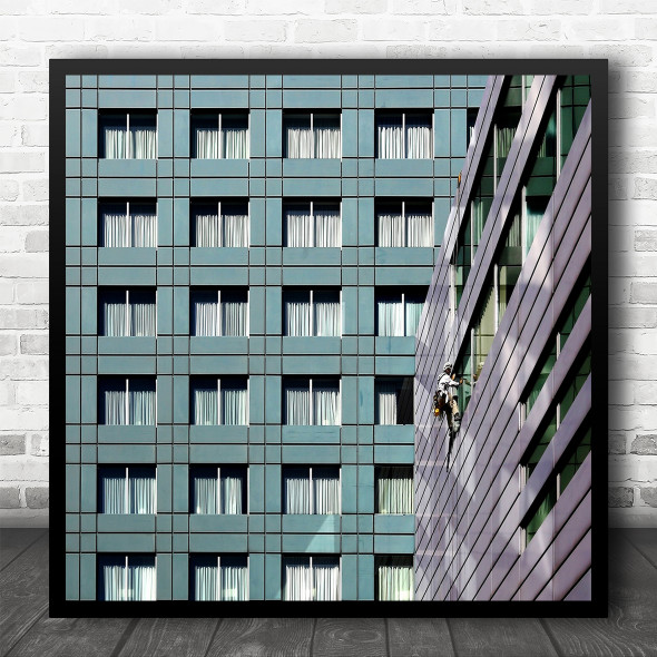Szczecin Poland Window Cleaner Clean Cleaning Work Working Square Wall Art Print