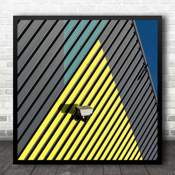 Colourful Wall Abstract Architecture Building Yellow Blue Square Wall Art Print