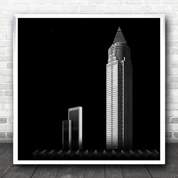 Dark Low Key Low-Key Tower Skyscraper Architecture B&W Urban Tall Square Print