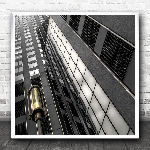 Architecture Modern Skyscraper Offices Lamp Gold Windows Square Wall Art Print