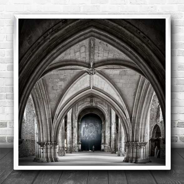 Church Monastery Religion Arch Architecture Desaturation Square Wall Art Print