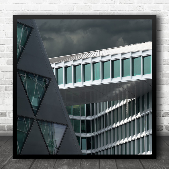 Architecture Teal Turquoise Geometry Shapes Triangles Office Square Art Print