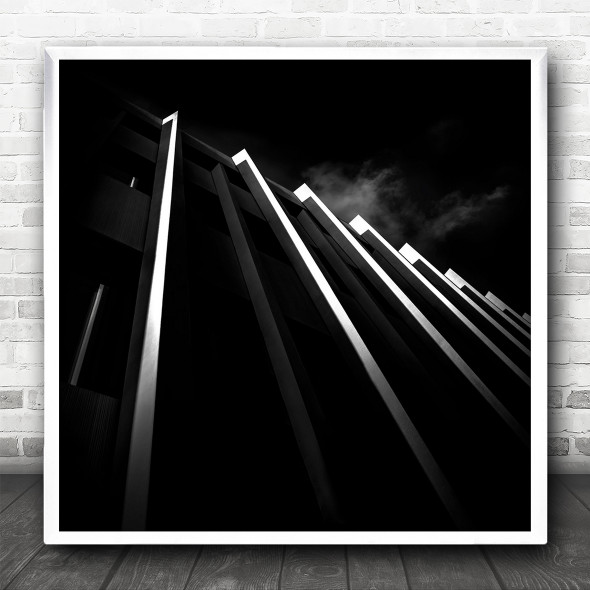 Architecture Wall Building Black White Windows Modern Lines Square Art Print