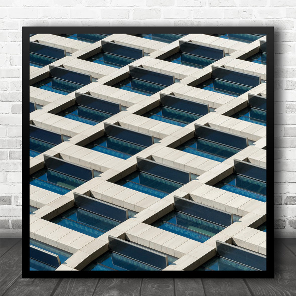 Abstract Wall Facade Windows Diagonal Geometry Shapes Square Wall Art Print