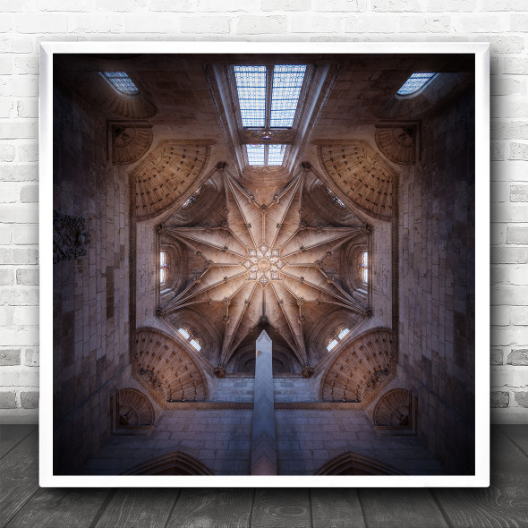 Cathedral Roof Ceiling Architecture Geometry Symmetry Square Wall Art Print