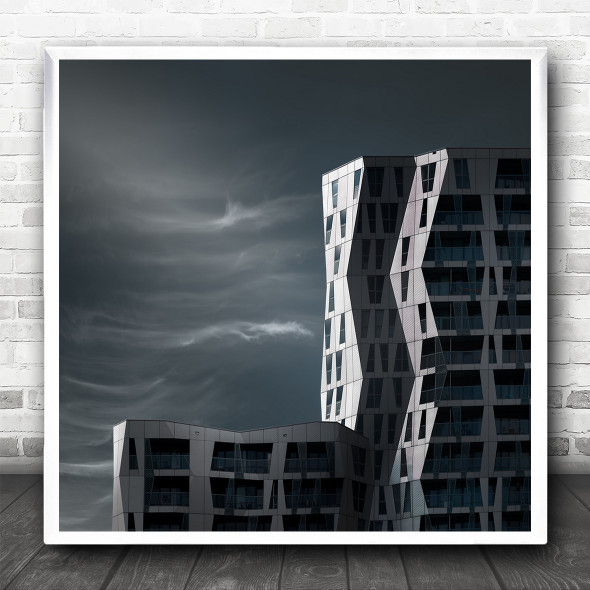 Architecture Abstract Clouds Shapes Lines Building Square Wall Art Print