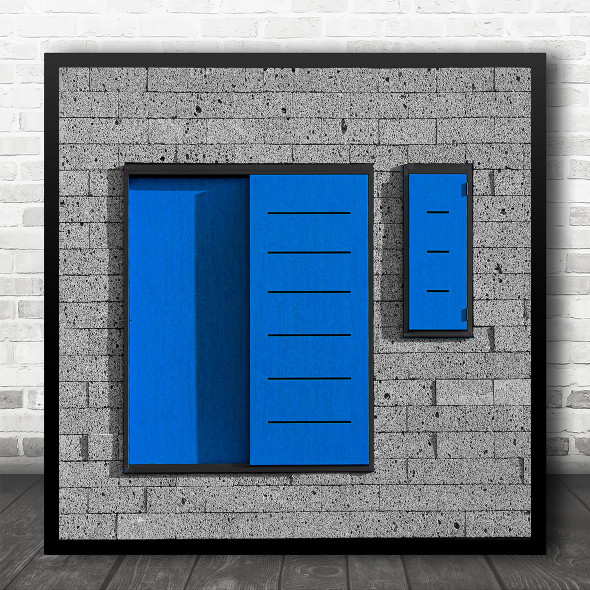 Abstract Architecture Shutters Blue Minimal Lines Square Wall Art Print