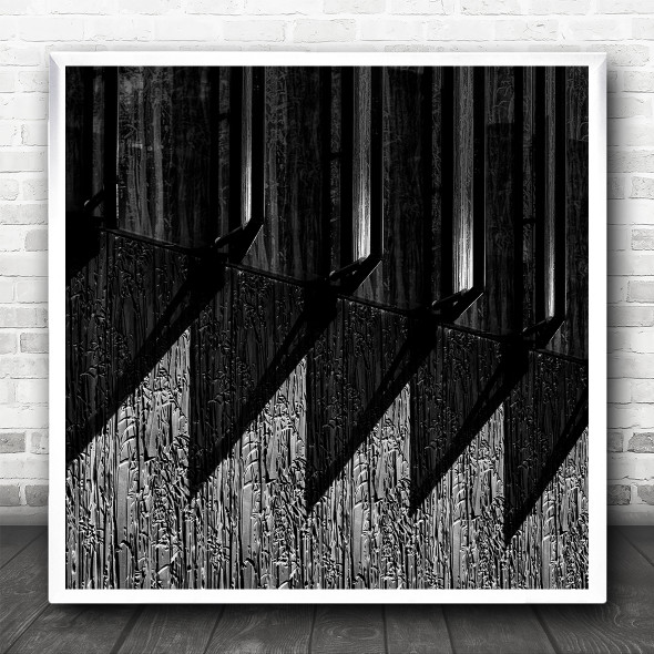 Architecture Abstract Lines Building Shadow Black Square Wall Art Print