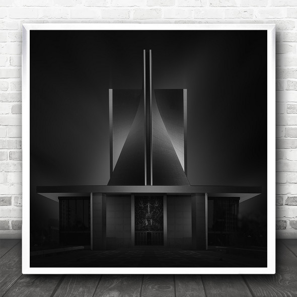 Cathedral Church Black-and-white Architecture San Square Wall Art Print