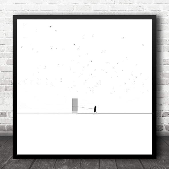Abstract Concept Paper Lines Rubber Erase Figure Square Wall Art Print