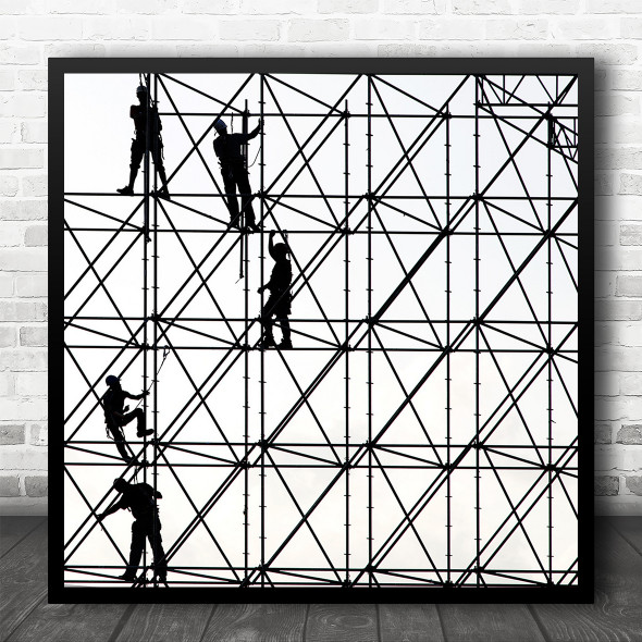 Abstract Graphic Contrast Silhouette Scaffolding Square Wall Art Print