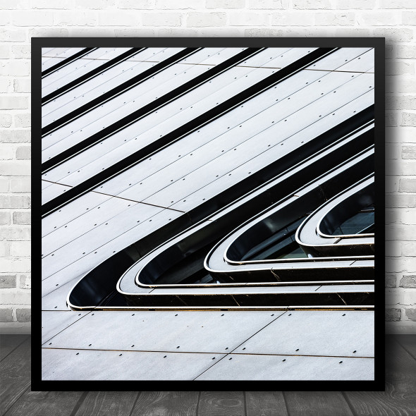 Abstract Architecture Roof Wood Slats Railway Station Metal Square Wall Art  Print - Wild Wall Art