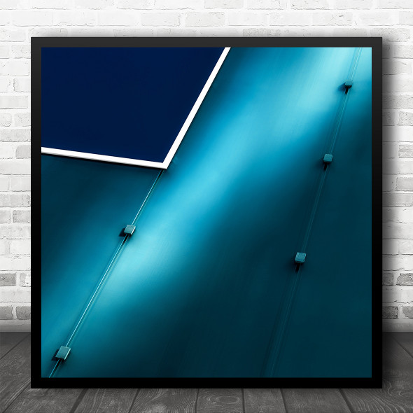 Architecture Abstract Window Cyan Teal Turquoise Square Wall Art Print