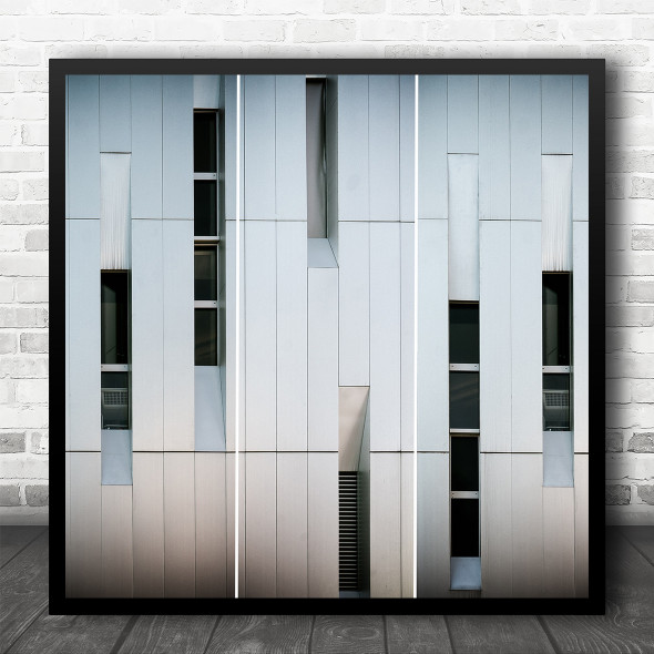 White Vertigo Lines Abstract Architecture Window Square Wall Art Print