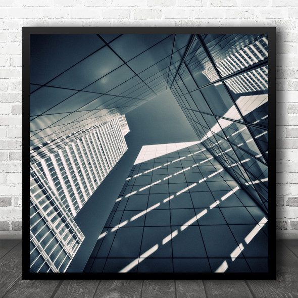 Abstract Architecture Toned Reflection Windows Square Wall Art Print